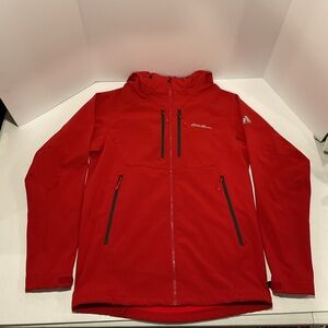 Eddie Bauer First Ascent Red Softshell Hooded Jacket Men’s Small Performance